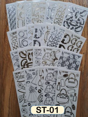 Box with 50 packs of 24 stickersheets, 10x23cm, assorted, theme: (01) Embroidery (=1200 sheets)