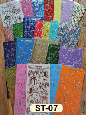 Box with 50 pack of 24 stickersheets, 10x23cm, assorted, theme (07): Birthday (=1200 sheets)