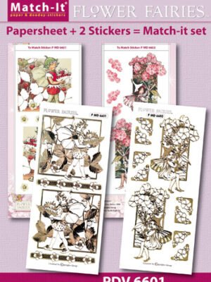 Box with 44 pack Match-It Flower Fairies, Paper sheets+Stickers